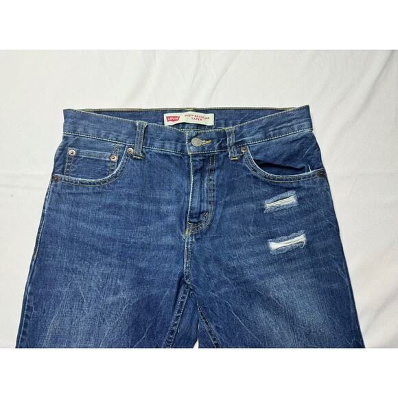 Levi’s 502 Youth Boys Distressed Straight Leg Blue Jeans - Size 14 (30x28) - Picture 5 of 7